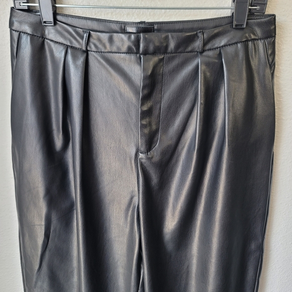 MOTHER The Twisty Tie Bounce Hover Pleated Faux Leather Pants Size 29 In Black - Picture 4 of 11